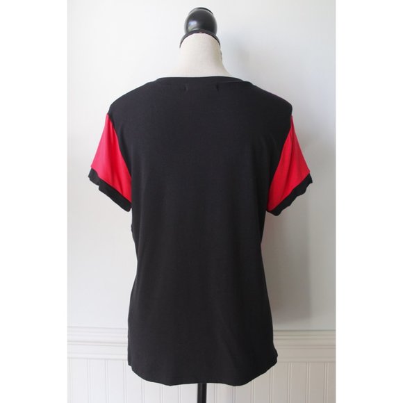 August Silk Red Pink Mondrian Color Block T-shirt - Picture 3 of 8